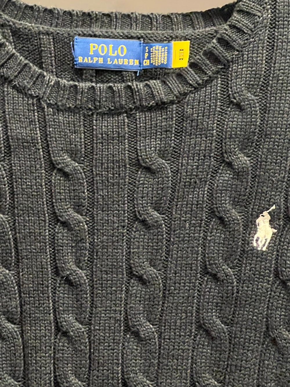 Polo by Ralph Lauren Black Cable-Knit Crewneck Sweater - Picture 2 of 2